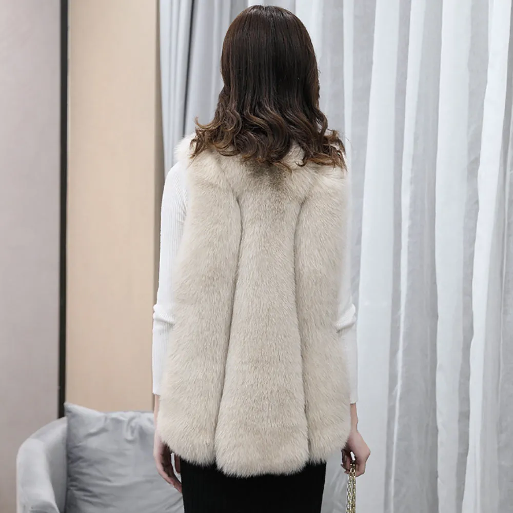 Winter Women Luxury Waistcoat Fur Vests Fluffy Real Fox Fur Gilets