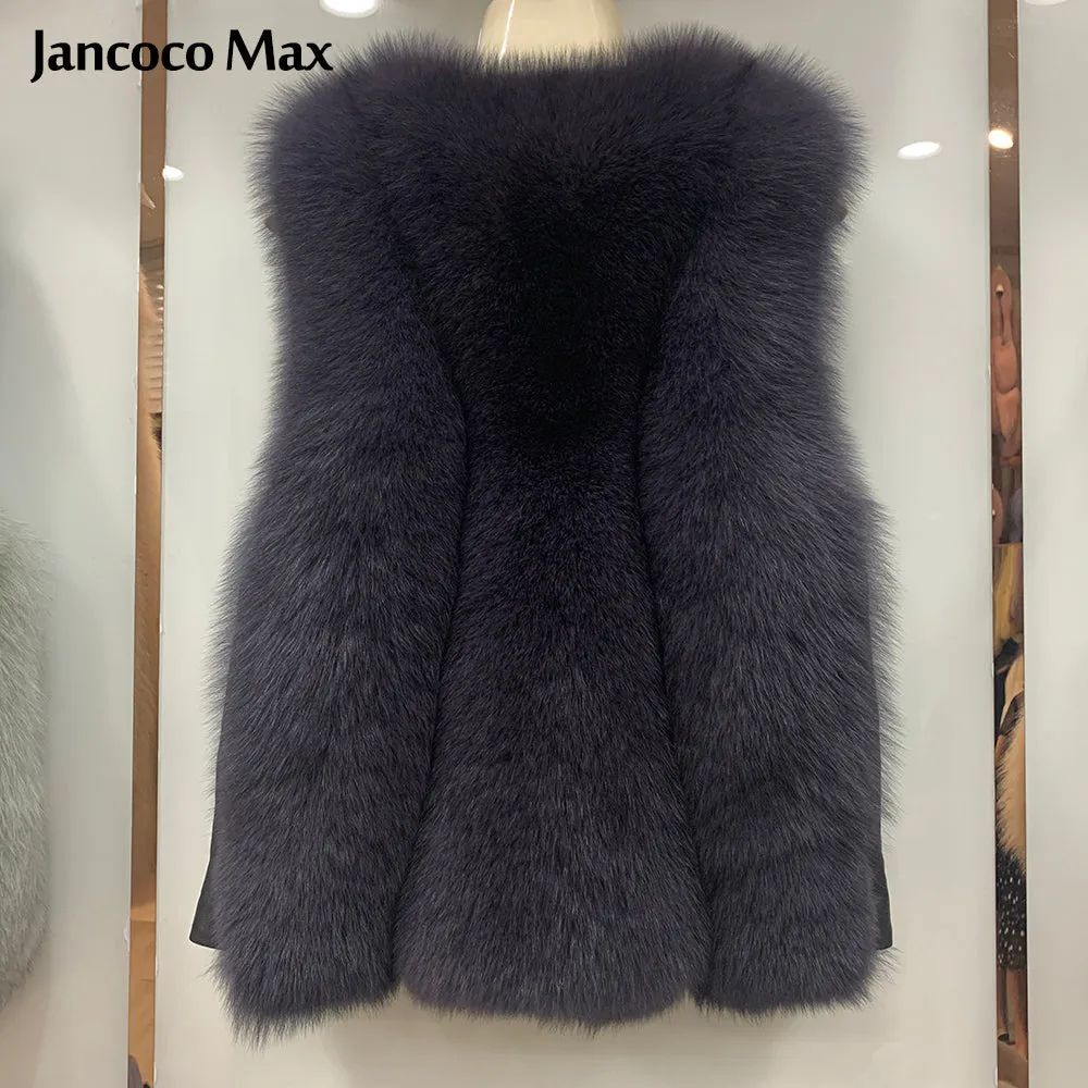 Women Thick Warm Luxury Real Fox Fur Gilets Winter Fluffy Fur Waistcoat