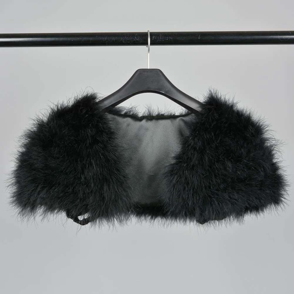 Womens Ostrich Feather Fur Bolero Shrug Poncho Wedding Bridal Stole