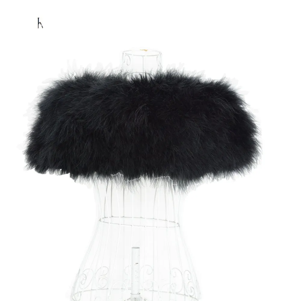 Womens Ostrich Feather Fur Bolero Shrug Poncho Wedding Bridal Stole