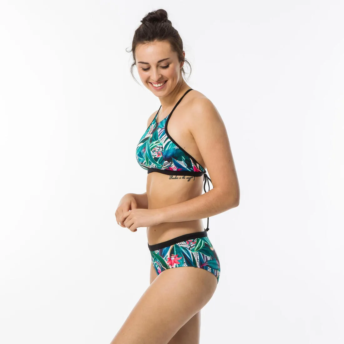 Women's Surfing Crop Top Swimsuit Top with open back ANDREA KOGA MALDIVES