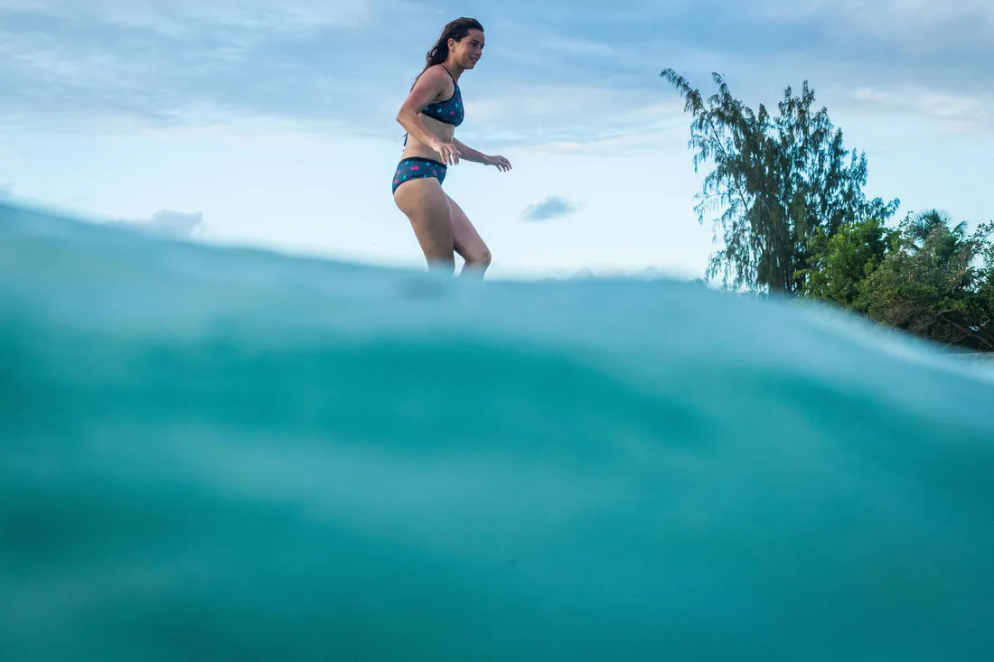 Women's Surfing Crop Top Swimsuit Top with open back ANDREA KOGA MALDIVES