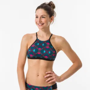 Women's Surfing Crop Top Swimsuit Top with open back ANDREA KOGA MALDIVES