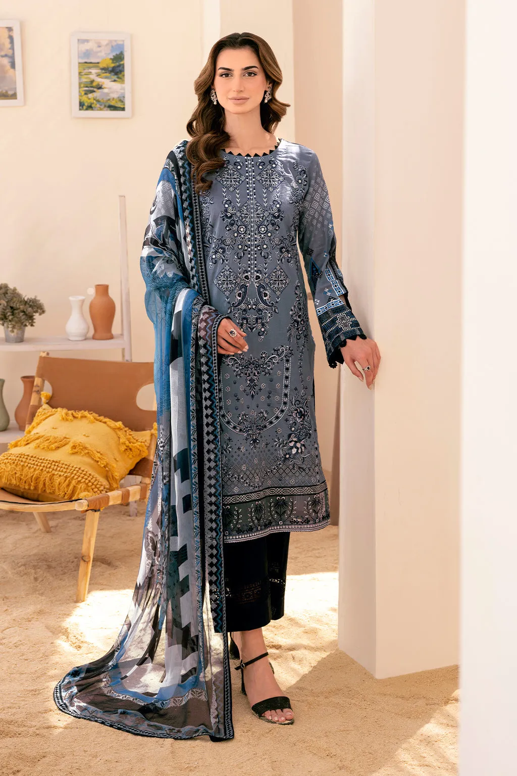 Y-711 |  Ramsha Riwayat Luxury Lawn Vol 7 Collection| Unstitched Lawn Embroidered Suits