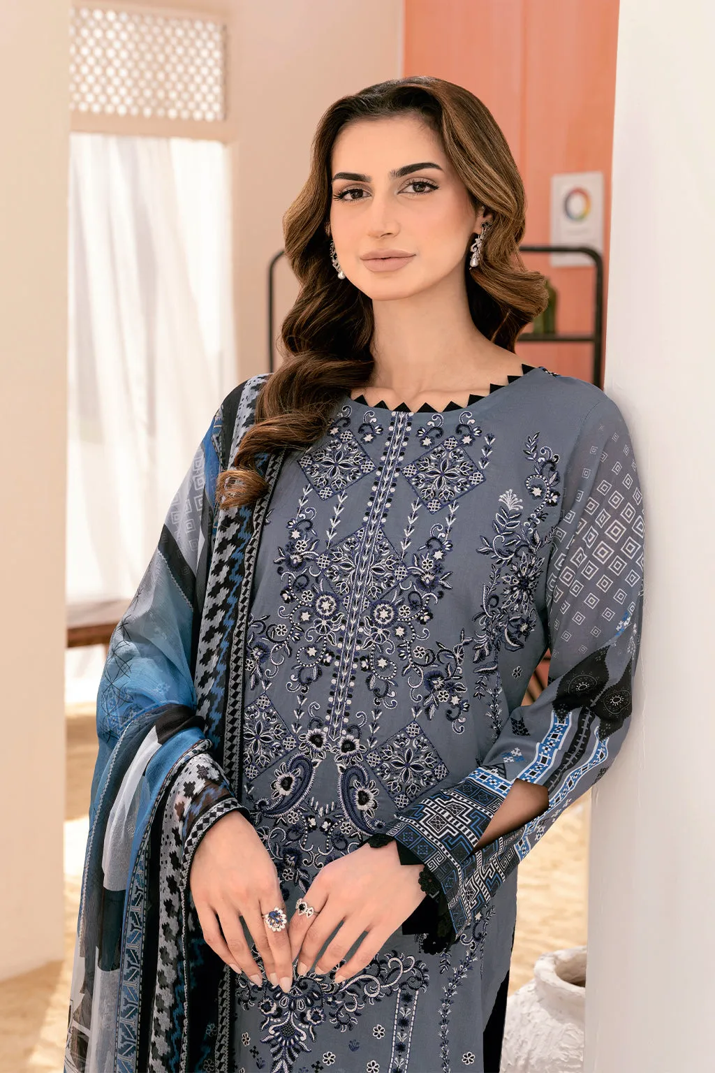 Y-711 |  Ramsha Riwayat Luxury Lawn Vol 7 Collection| Unstitched Lawn Embroidered Suits