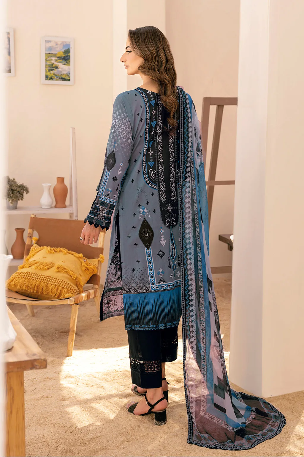 Y-711 |  Ramsha Riwayat Luxury Lawn Vol 7 Collection| Unstitched Lawn Embroidered Suits